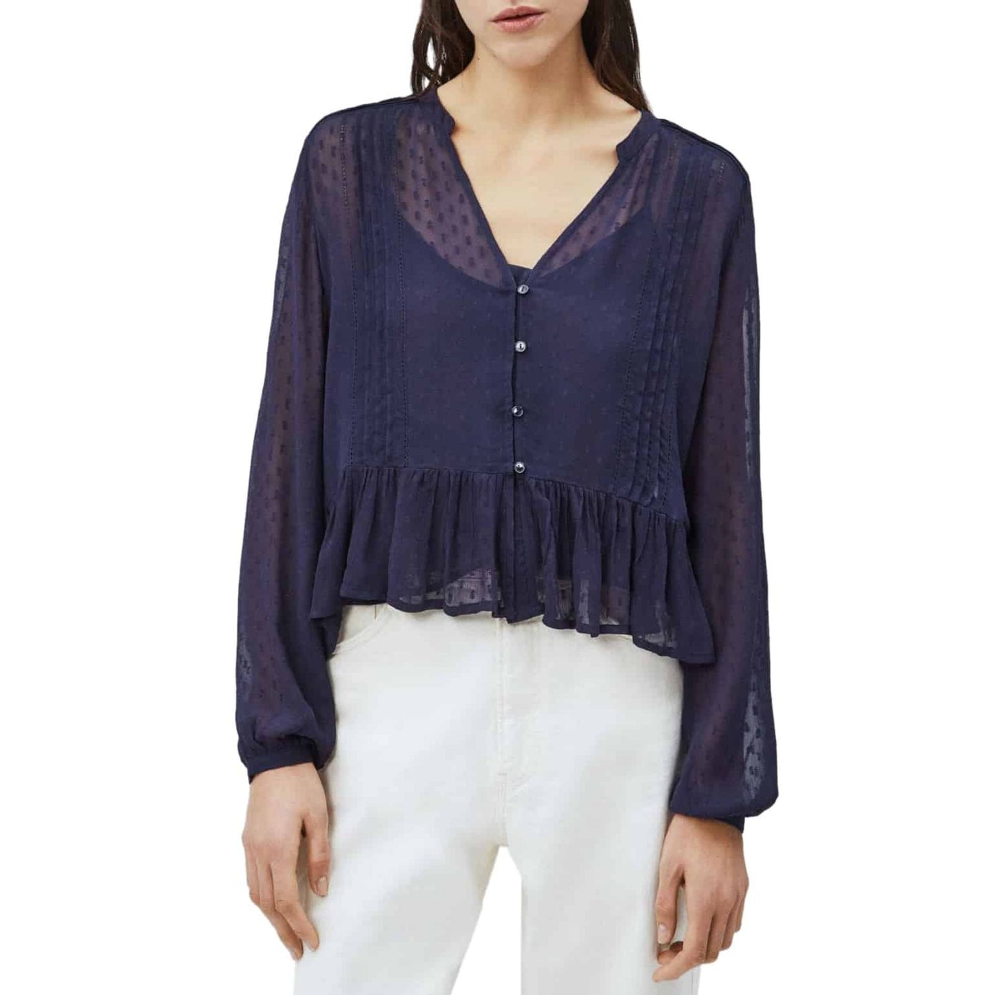 Pepe Jeans Viscose V-Neck Long-Sleeve Shirt