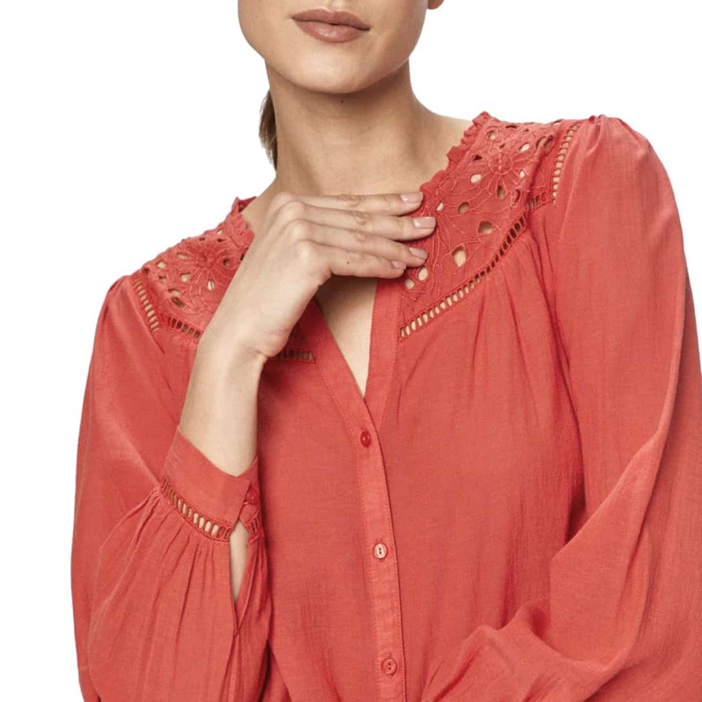Pepe Jeans Cotton-Viscose V-Neck Long-Sleeve Shirt