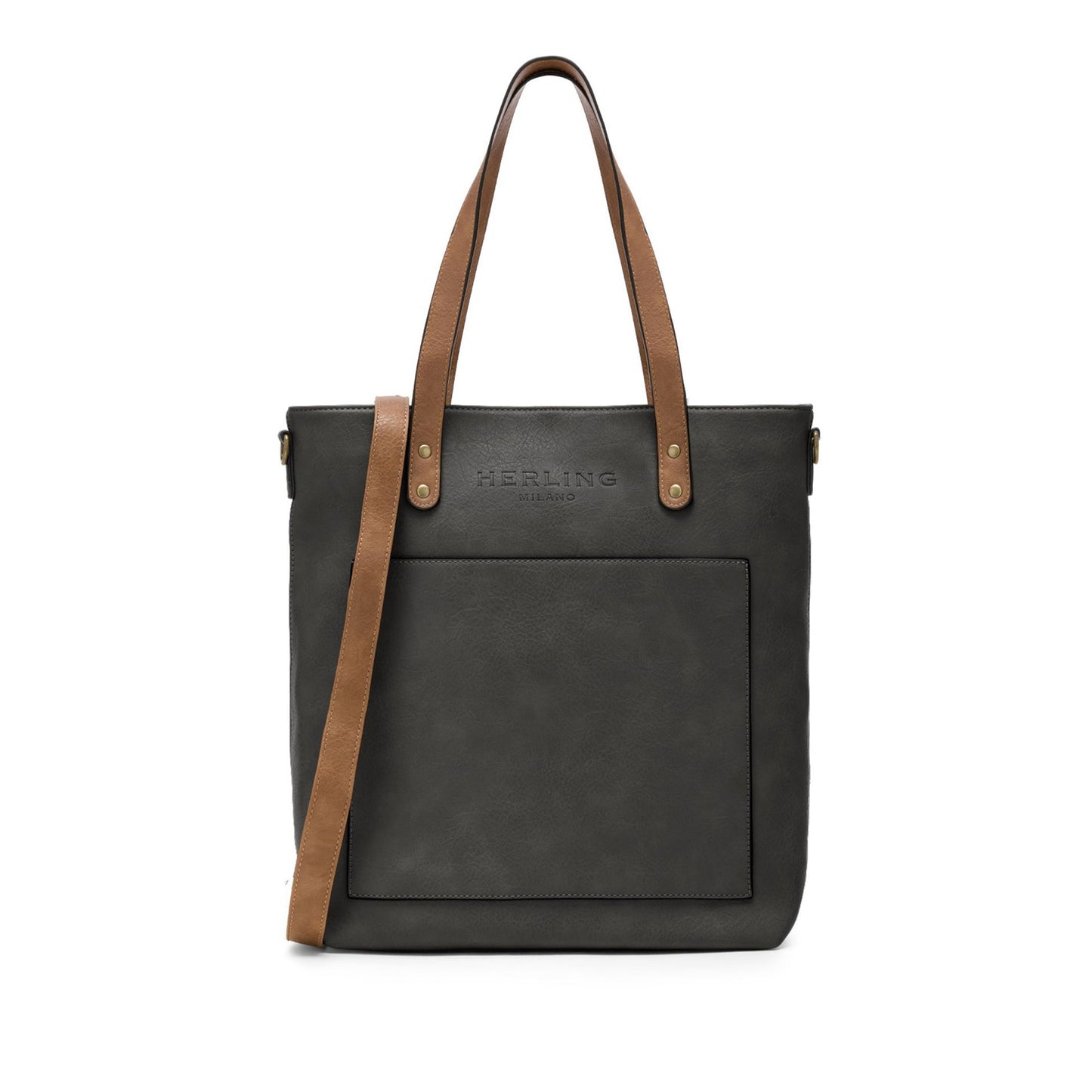 Herling Oversized Synthetic Leather Shoulder Bag with Removable Strap