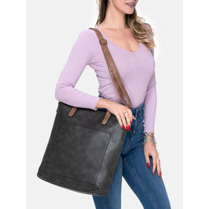 Herling Oversized Synthetic Leather Shoulder Bag with Removable Strap