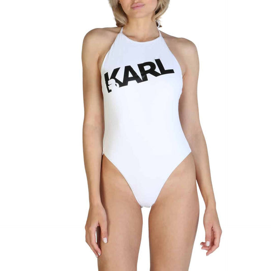 Karl Lagerfeld White Rear Fastening Luxury Swimsuit